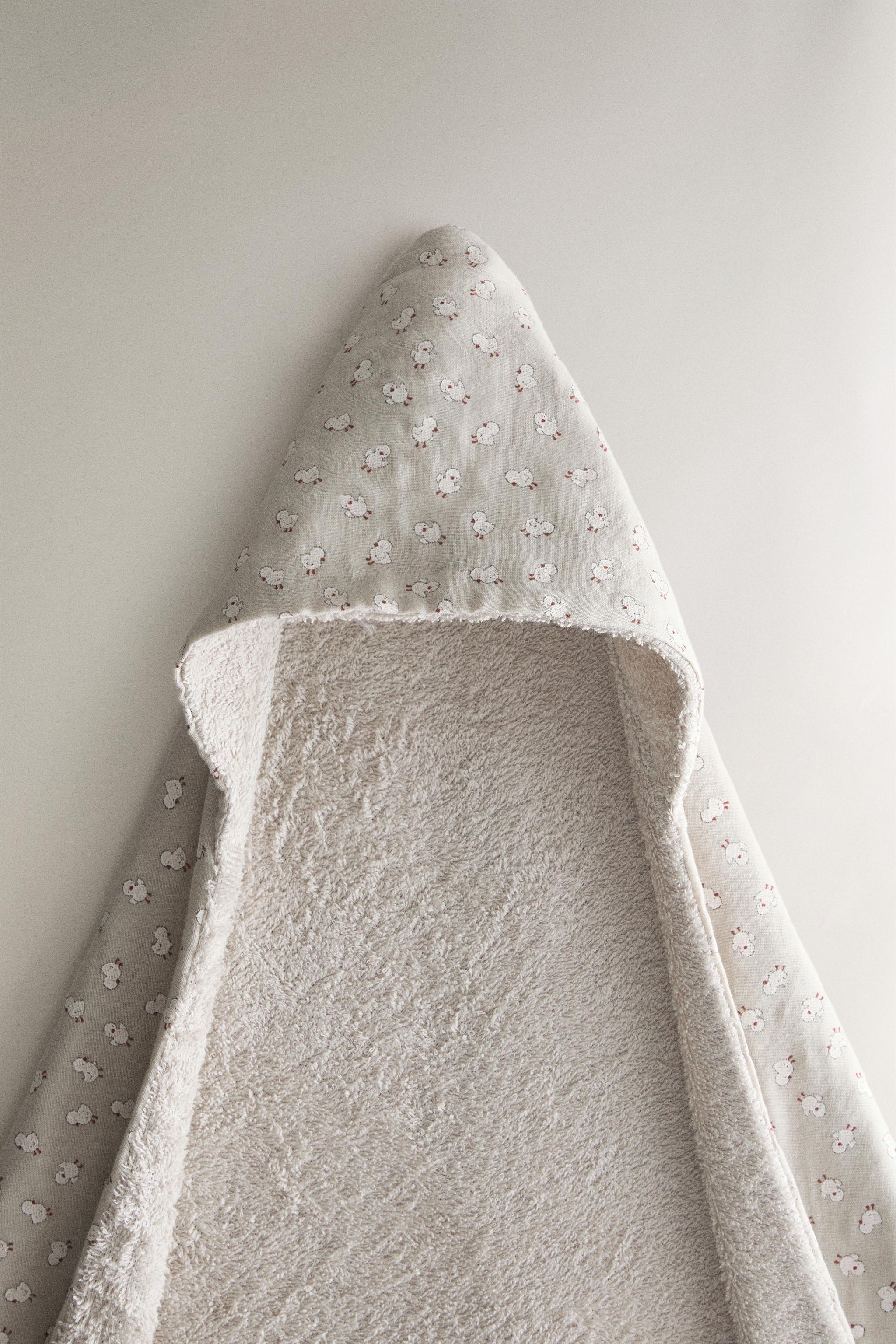 SERVIETTE DE BAIN CAPUCHE BÉBÉ GAZE POUSSINS